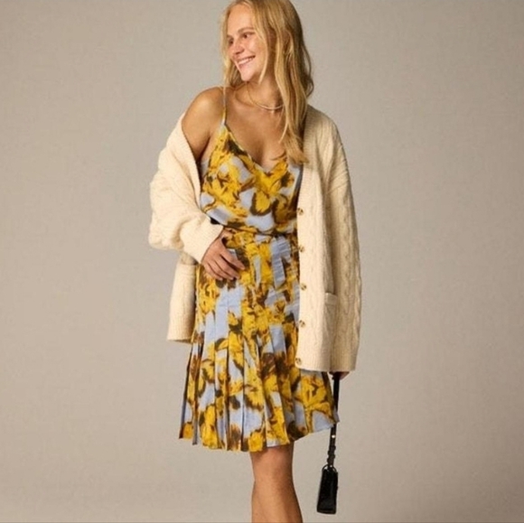 J. Crew Dresses & Skirts - J.Crew Drapey Camisole Pleated Skirt Set Saffron Floral Size XS Preppy Academia